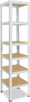 Productafbeelding van Metalen stellingkast 200x60x60 cm wit met 6 stevige legborden