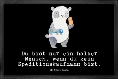 Produktbild von Mr. & Mrs. Panda fußmatte Speditionskaufmann Herz 50 x 75 cm - Schwarz - Geschenk, Fußabtreter, Schmutzmatte, Bodenvorleger, Schmutzfangmatte, Gummimatte