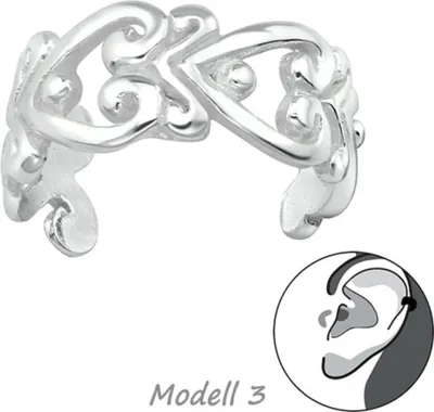 Produktbild von Ohrklemme Silber 925: Ear Cuff Ohrring ohne Loch / Ohrmanschette Modell 3