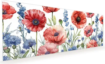 Produktbild von Küchenrückwand Spritzschutz Glas mit Motiv Blumenwiese Kunstvoll 40 x 40 cm