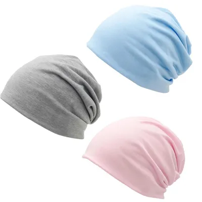 Produktbild von Beanie Mütze Damen & Herren 3er Pack Grau Rosa Blau Strickmütze