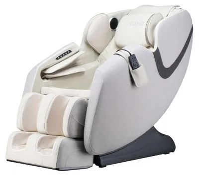 Produktbild von HOME DELUXE Massagesessel MARINO mit Premium Webstoffpolsterung Hellgrau - 135,4 x 73,5 x 103 cm | 6 Massageprogramme, mit Textilpolsterung, Zero-Gravity, KI-generiertes Bild