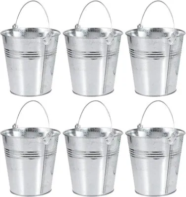 Produktbild von Famanu Mini-Metalleimer Silber - Set von 6 Stück