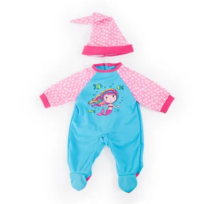 Produktbild von Bayer Design Puppenkleidung 83880AA, Kleider für Puppen bis 38 cm, Babypuppen Anziehsachen, 2 Teile, rosa/blau, Meerjungfrauenmotiv