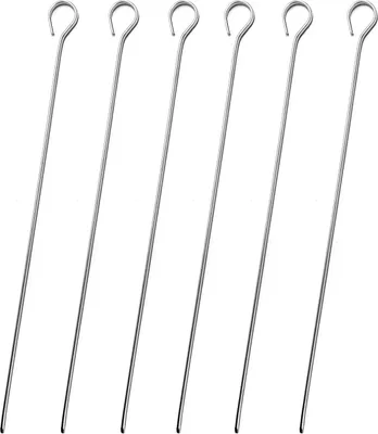 Produktbild von 6er Set BBQ-Spieße 28cm | Edelstahl Grillspieße | Schaschlikspieße Fleischspieße Gemüsespieße | Grill Spieß Schaschlik Universalspieß