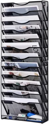 Produktbild von Metallischer Wandorganizer Unyqoos mit 12 Fächern für Dokumente und Zeitschriften – platzsparend und flexibel montierbar