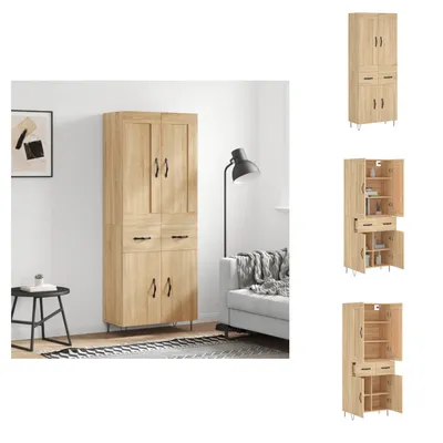Zdjęcie produktu dla vidaXL Kredens wysoki dąb sonoma 69,5x34x180 cm materiał drewnopochodny - Kredensy