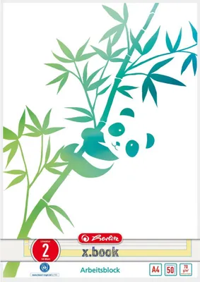 Produktbild von Arbeitsblock A4 GREENline 50 Blatt Lineatur 02 Motiv Panda, College Block (liniert, A4)
