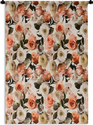 Produktbild von MuchoWow® Wandteppich Wandbehang Blumen - Rosen - Farben 60x90 cm Tapisserie Dekoration Wandtuch - Foto-Teppich - Abwaschbar
