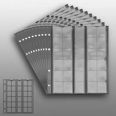 Produktbild von Prophila Collection 10 numismatische Münzhüllen, je 30 Fächer bis 25 mm Ø, mit 10 schwarzen Karton-Zwischenblättern
