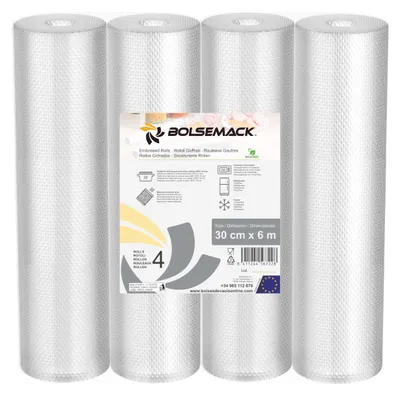 Produktbild von BOLSEMACK Folienrollen 30cmx6m - 4 Rollen Vakuumierbeutel für alle Vakuumierer &
