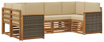 Image de Ensemble de 5 meubles de jardin en bois, style naturel