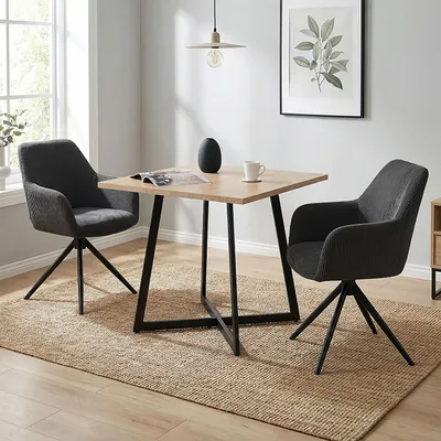 Produktbild von Homestyle4u Esstisch 80x80 cm Eiche Metall Schwarz Esszimmertisch Holztisch
