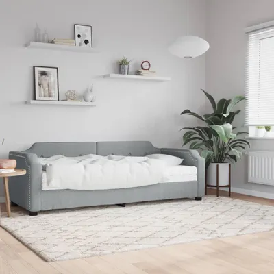Immagine prodotto di vidaXL Divano letto con materasso Grigio chiaro 100x200 cm Tessuto
