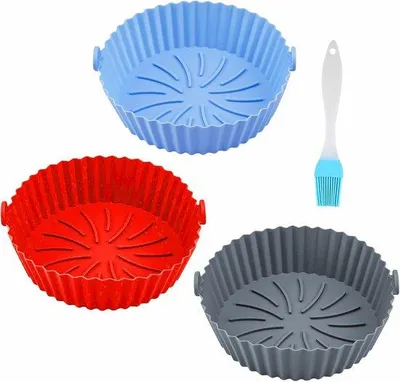 Productafbeelding van Famanu siliconen bakvormen voor heteluchtfriteuse, 3 stuks, herbruikbaar, geschikt voor oven, magnetron