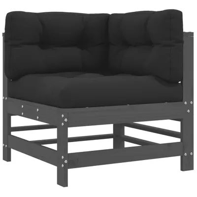 Produktbild von 7-tlg. Garten-Lounge-Set mit Kissen Grau Massivholz