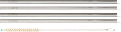 Produktbild von ECO Brotbox - ECO Strohhalme - XL (4er Set) - Extra lange Strohhalme aus Edelstahl mit Reinigungsbürste