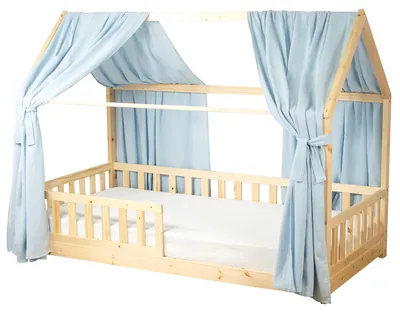 Produktbild von Doppel Bettbaldachin für Hausbett aus - 130x420 cm - Blau | by SEVIRA KIDS