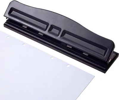 Produktbild von Famanu 4-fach Lochstanzer - verstellbar - schwarz - Metall - 29 x 6,5 x 5 cm