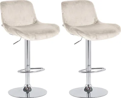 Produktbild von CLP 2er Set Barhocker Solon Chrom höhenverstellbar und drehbar mit Rückenlehne creme Material Samt