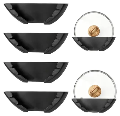4er-Set selbstklebende Topfdeckelhalter, schwarz, 15-32 cm