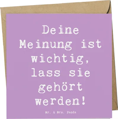 Produktbild von Mr. & Mrs. Panda Grußkarte Spruch Mutig zu seinen Meinungen stehen - Lavendeltraum - Geschenk, faltkarte, doppelkarte, Klappkarte, Zuversicht, Mutmacher, Überzeugungen