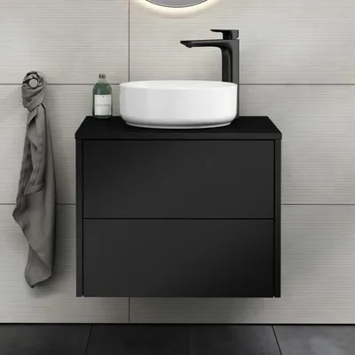 Image de Console de salle de bain design, largeur 60 cm, avec 2 tiroirs