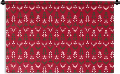 Produktbild von MuchoWow® Wandteppich Wandbehang Hirsche - Muster - Weihnachten 150x100 cm Tapisserie Dekoration Wandtuch - Waschbar - Tapisserien - Wand-Decke