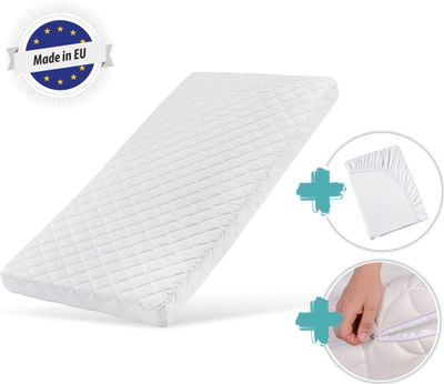 Matratze waschbarer Bezug Kinder 10 cm hoch, eco5 Wendematratze Matratze mit Spannbettlaken, für Kinderbett & Babybett, 80x160 cm