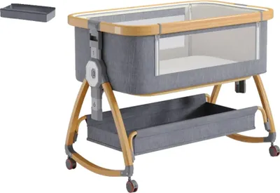Obrázek produktu pro Dětská postýlka, výškově nastavitelná, moskytiéra, dětská postýlka GOLDGREY
