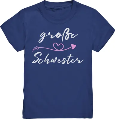 Produktbild von Große Schwester T-Shirt Herz Große Schwester Geschenk – Indigo / 122/128 (7-8)