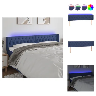Produktbild von vidaXL LED Kopfteil Blau 203x16x78/88 cm Stoff -  Kopf- & Fußenden