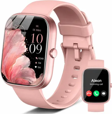Obrázek produktu pro Chytré hodinky pro ženy, HD rozlišení, s Bluetooth pro telefonování, barevný HD dotykový displej a možnost přizpůsobení ciferníku, růžové barvy