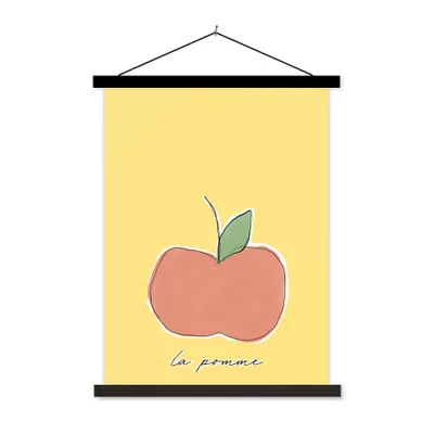 Produktbild von MuchoWow® Textilposter Apfel - Obst - Text 90x120 cm mit schwarzem Rahmen - Dekoration