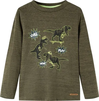 Produktbild von Kinder-Langarmshirt Dunkles Khaki Melange 104