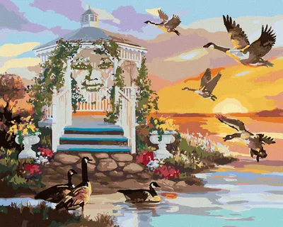Produktbild von Zuty - Malen nach Zahlen - PAVILLON AM WASSER (D. RUSTY RUST), 40x50 cm, mit Keilrahmen (bereits gespannt)