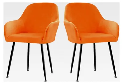 Produktbild von Stuhlhusse Samt Stretch Set für 2/4/6 Stühle, Abnehmbare Rückenlehnenbezüge mit Armlehnen, Stuhlüberzug für Esszimmerstühle und Bürostühle - Orange