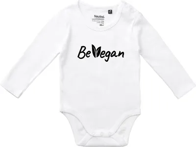 Produktbild von Huuraa Baby Body Be Vegan Blätter 68 White  Baumwolle Fairtrade Langarmbody Geschenkidee