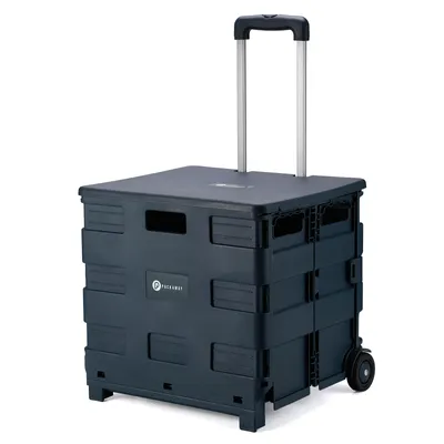 Produktbild von Packaway XL Faltbarer Einkaufswagen mit Rädern - Einkaufskiste - Aufbewahrungsbox - Einkaufswagen - Faltbare Kiste - 50 Liter - Blau