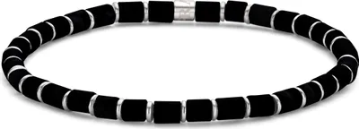 Produktbild von Frank 1967 7FB-0694 Kralen Armband 4mm - Agaat - Staal - Rekbaar - 19cm - Zwart