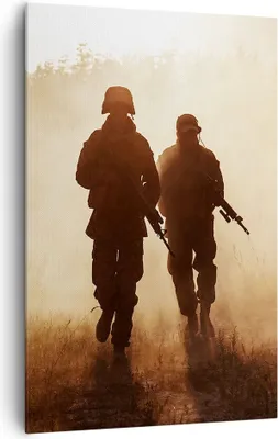Produktbild von Bild auf Leinwand - Leinwandbild - Einteilig - Soldat Gewehr - 80x120cm - Wand Bild - Wanddeko - Wandbilder - Leinwanddruck - Kunstdruck - Wanddekoration - Leinwand bilder - Wandbild - PA80x120-4043