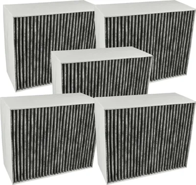 Produktbild von vhbw 5x Aktivkohlefilter kompatibel mit Siemens LF91BA572/02, LF91BA572/01, LF91BA572, LF91BA582/01 Dunstabzugshaube - 22,7 x 18,9 x 10 cm