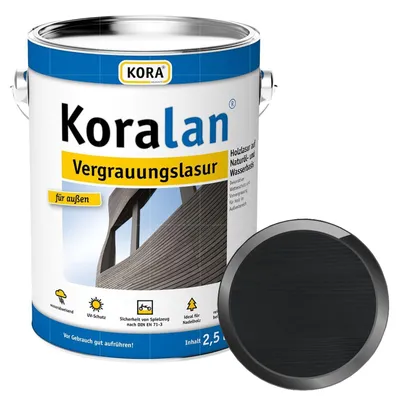 Produktbild von KORA Koralan Vergrauungslasur - 2.5 Liter (ANTHRAZIT) Wetterschutzlasur