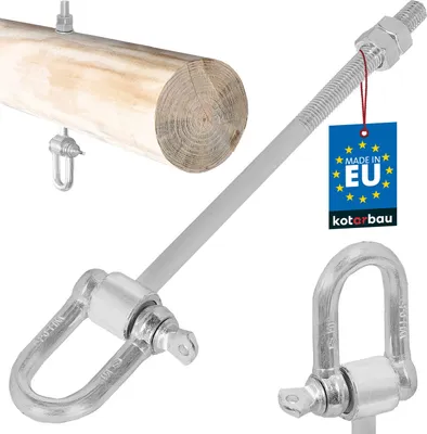 Obrázok produktu pre KOTARBAU® Hojdačkový hák M12 x 190 mm s pútkom pre hojdačkový nosník Bezpečnostný hák Hojdačkové upevnenie Pozinkovaná skrutka Závit háku