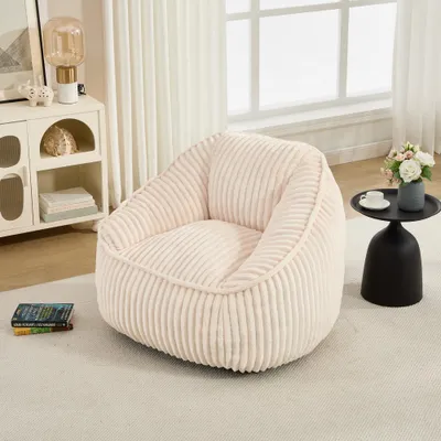 Produktbild von AIORBER Bean Bag Sitzsack mit Memory Schaumstoff Füllung Flauschiger Chenille Sessel Gemütlicher Lounge Sofa für Wohnzimmer Schlafzimmer, Beige