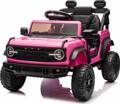 Image de Véhicule électrique pour enfants Ford Bronco avec traction arrière, sous licence (monoplace),Rose, batterie au lithium, garde au sol élevée, siège large, suspension de l'essieu arrière, télécommande 2,4 GHz, lecteur MP3 avec port USB, éclairage LED