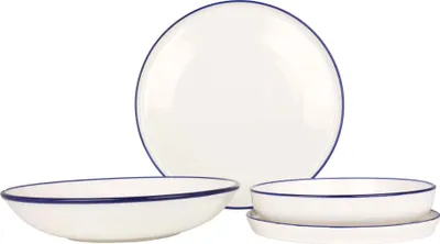Zdjęcie produktu dla Zestaw naczyń Rinart - Blue Edge - 24 części - 6 osób - porcelana