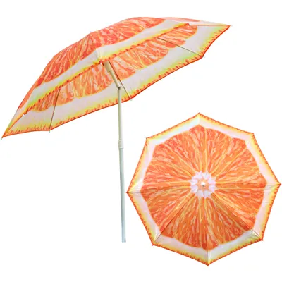 Produktbild von Sonnenschirm für den Garten Material Polyester / Stahl Farbe Orange Orangefarbenes Thema D 180 cm H 190 cm Modern Funktionell