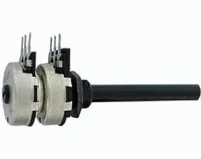Produktbild von 100K Stereo Linear Potentiometer mit optionalem Schalter, 20mm Durchmesser, 6mm Achsendurchmesser