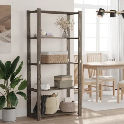 Image de Étagère de stockage avec 5 étagères Gris 80x38x170 cm Pin massif 373385